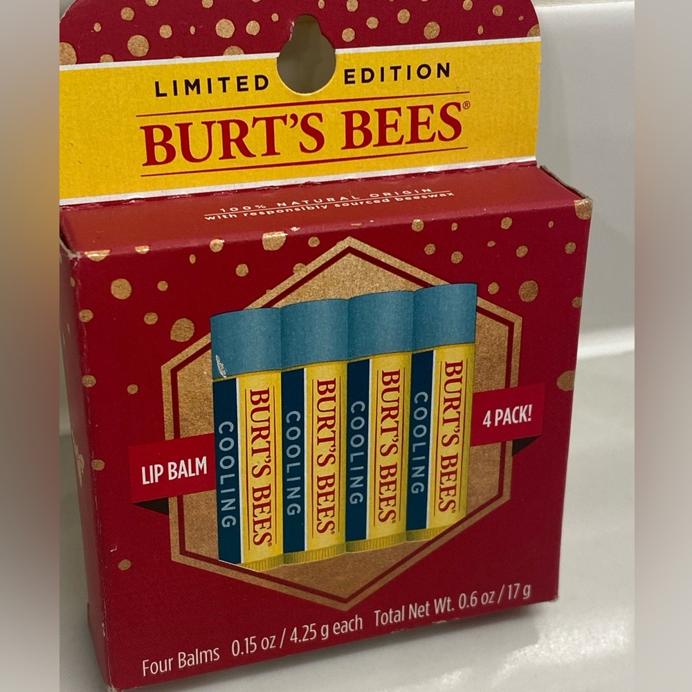 BURT’S BEES 4 PACK COOLING LIP BALM LIMITED EDITION NEW